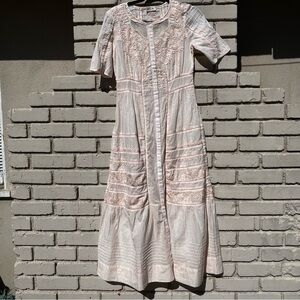 NWOT LoveShackFancy Light Pink Embroidered Button Down Maxi Dress - Size XS